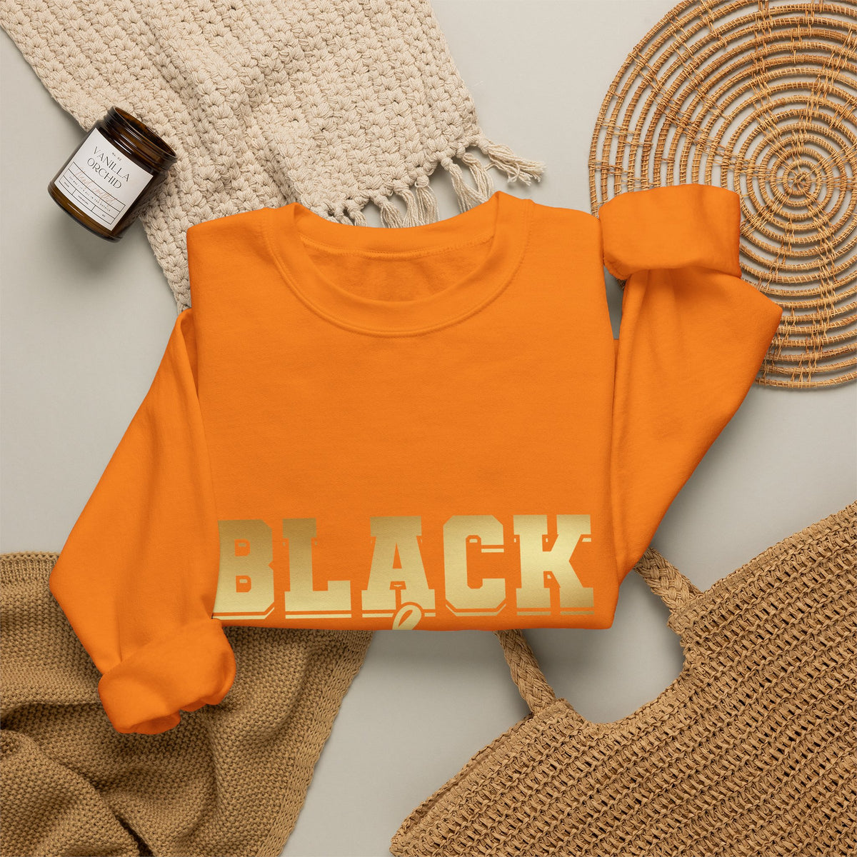 Black & Proud Crewneck Sweatshirt | Gold Lettering