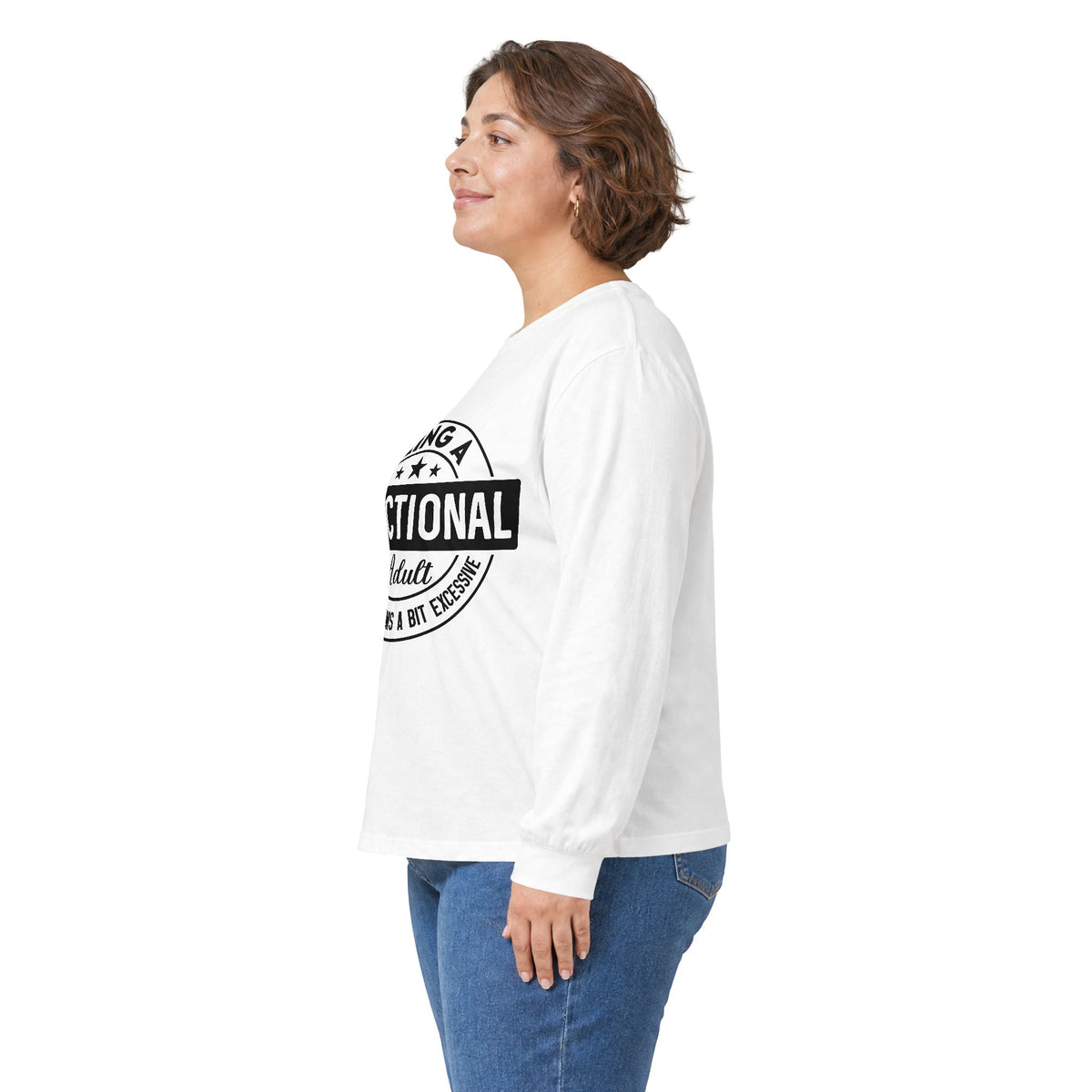 Being Functional Adult long sleeve tee | Funny Adulting Shirt, Retro Badge Design