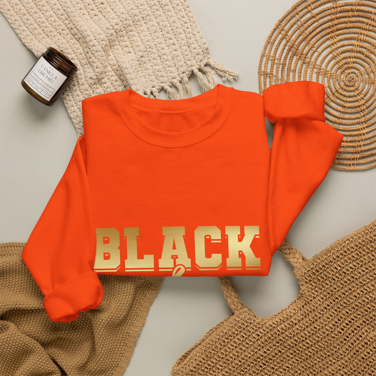 Black & Proud Crewneck Sweatshirt | Gold Lettering