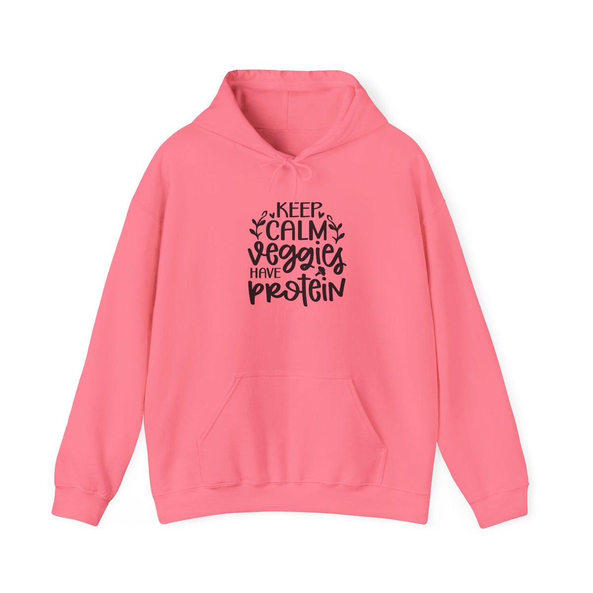 Keep Calm Veggies Have Protein Hoodie | Plant-Based Vegan Sweatshirt
