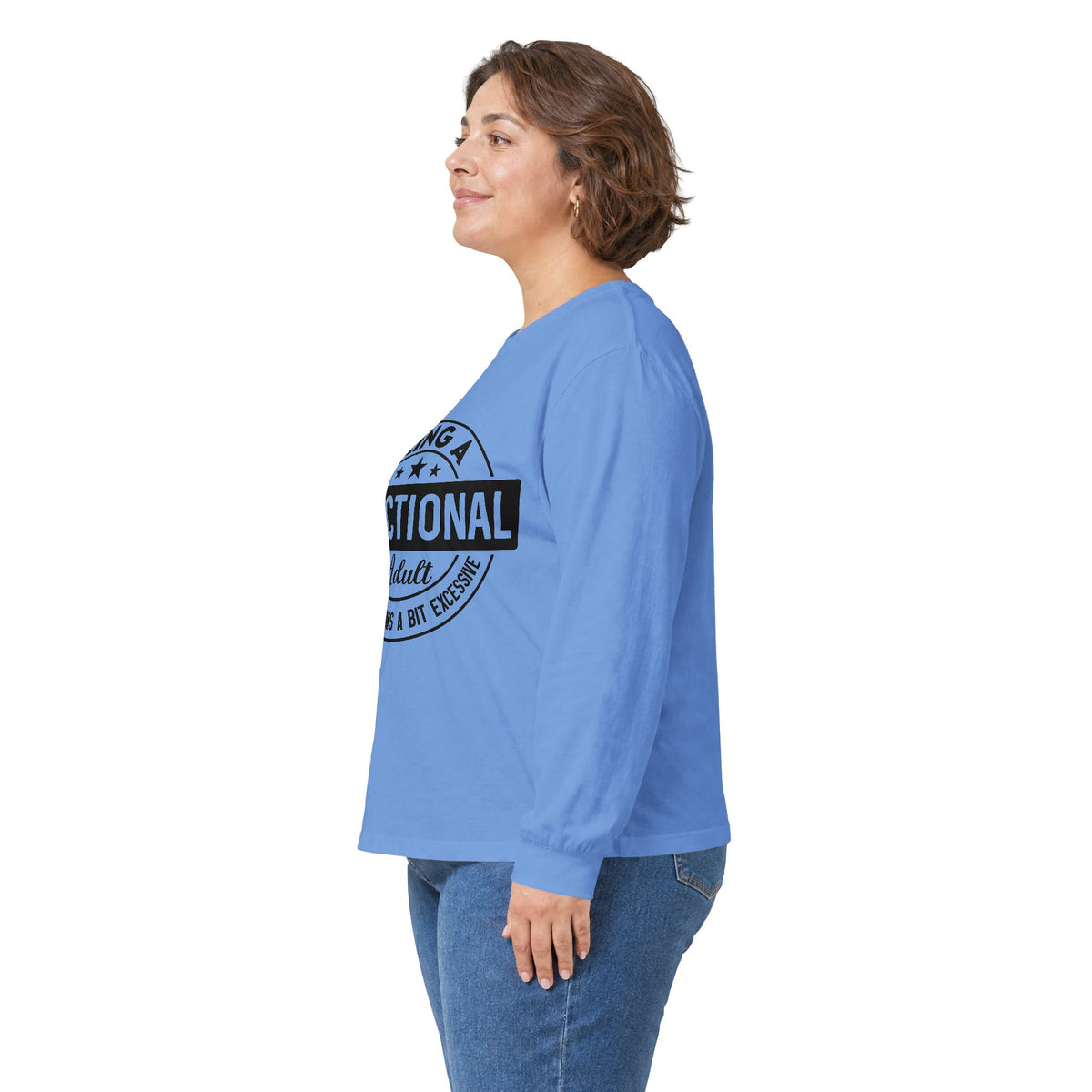 Being Functional Adult long sleeve tee | Funny Adulting Shirt, Retro Badge Design