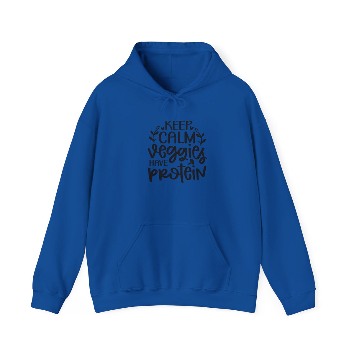 Keep Calm Veggies Have Protein Hoodie | Plant-Based Vegan Sweatshirt