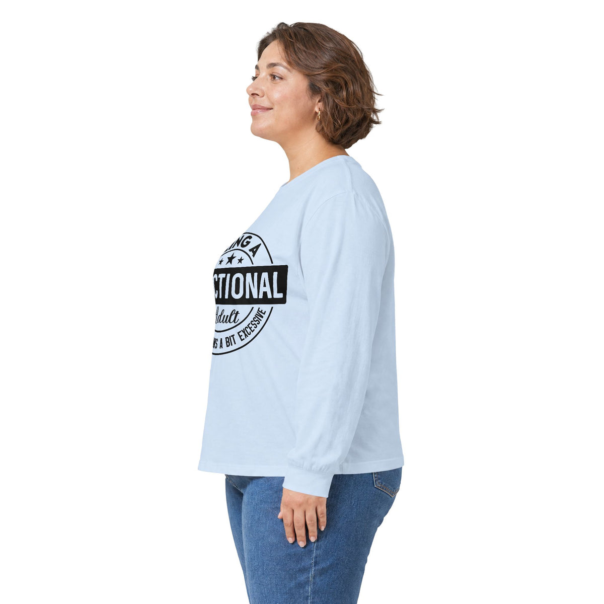 Being Functional Adult long sleeve tee || Funny Adulting Shirt, Retro Badge Design