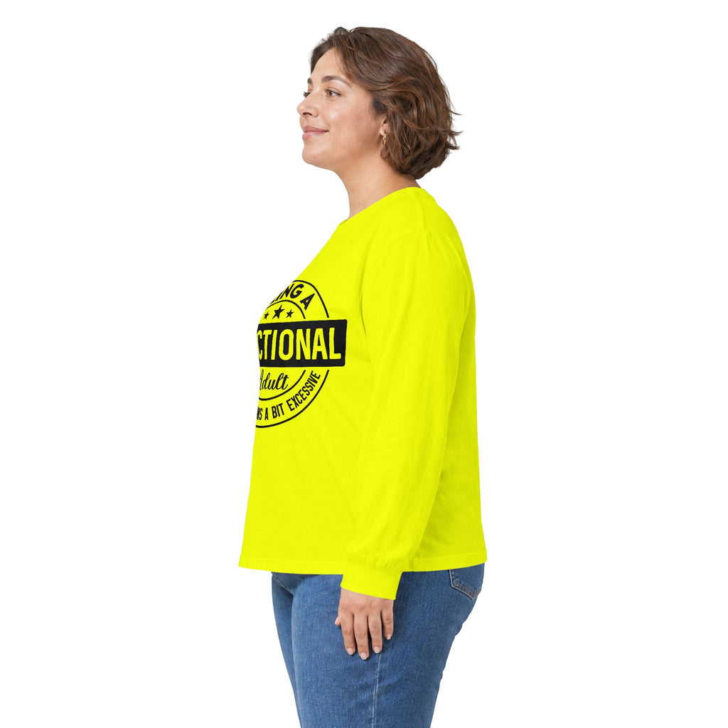 Being Functional Adult long sleeve tee || Funny Adulting Shirt, Retro Badge Design