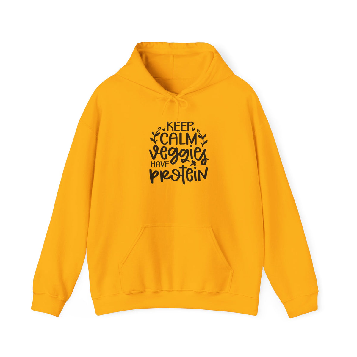 Keep Calm Veggies Have Protein Hoodie | Plant-Based Vegan Sweatshirt