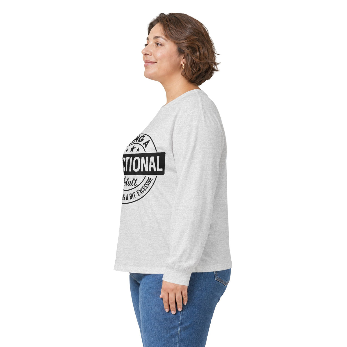 Being Functional Adult long sleeve tee || Funny Adulting Shirt, Retro Badge Design
