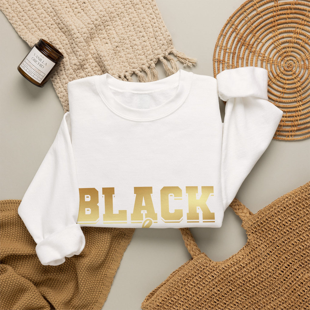 Black & Proud Crewneck Sweatshirt | Gold Lettering