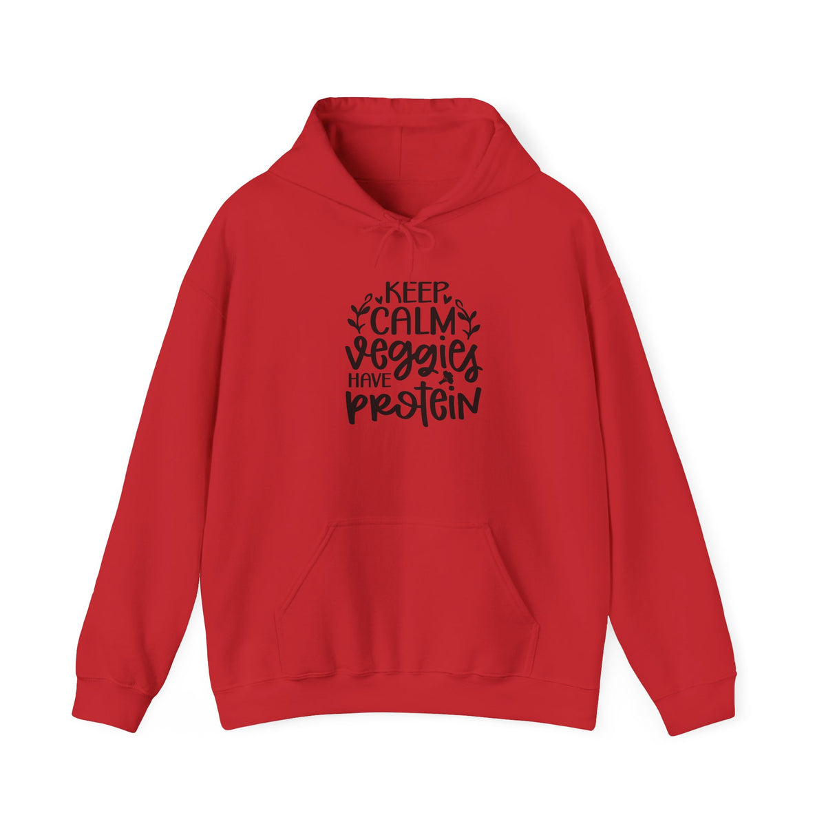Keep Calm Veggies Have Protein Hoodie | Plant-Based Vegan Sweatshirt