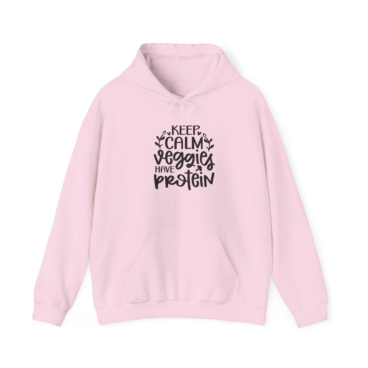 Keep Calm Veggies Have Protein Hoodie | Plant-Based Vegan Sweatshirt