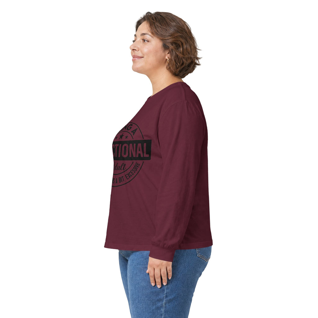 Being Functional Adult long sleeve tee | Funny Adulting Shirt, Retro Badge Design