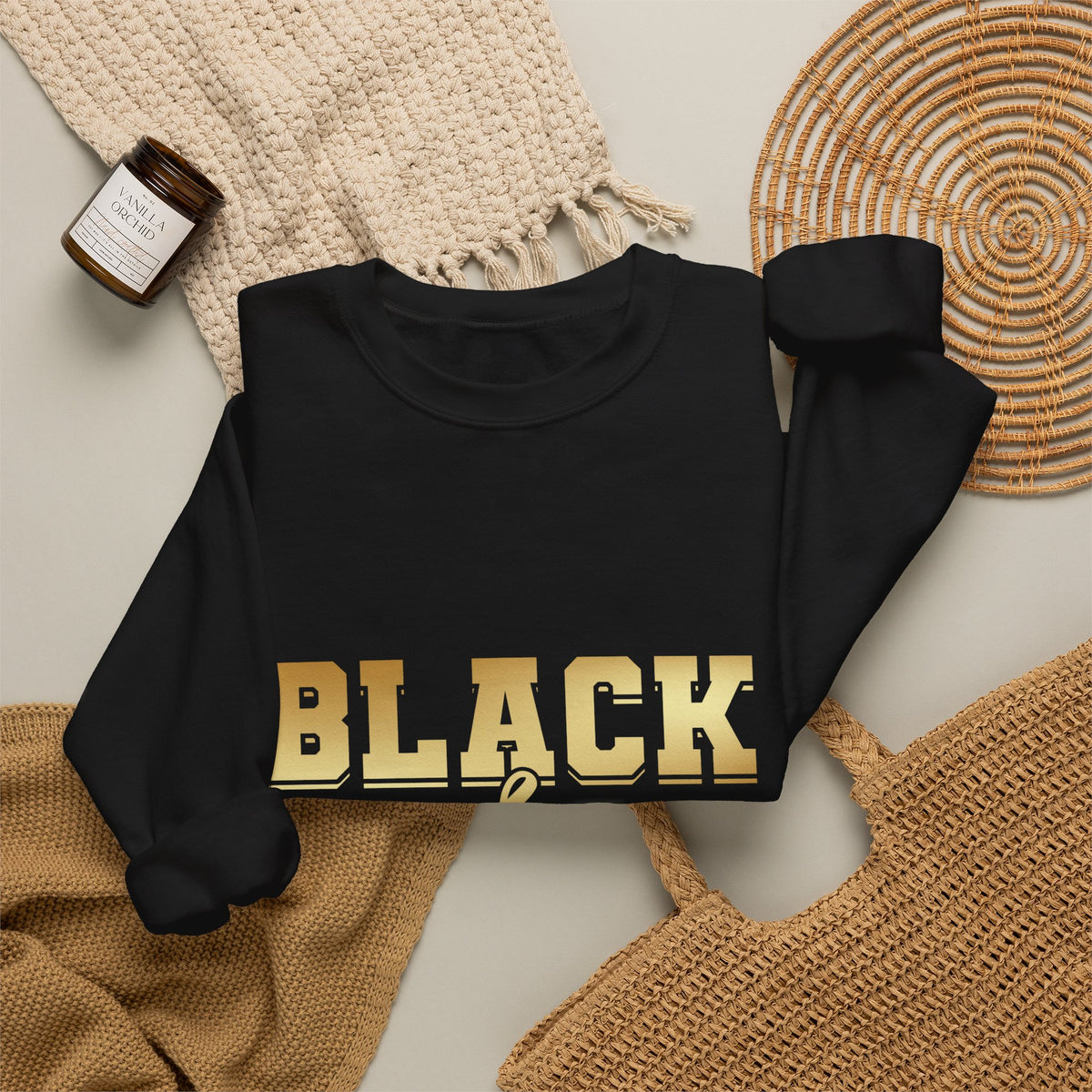 Black & Proud Crewneck Sweatshirt | Gold Lettering