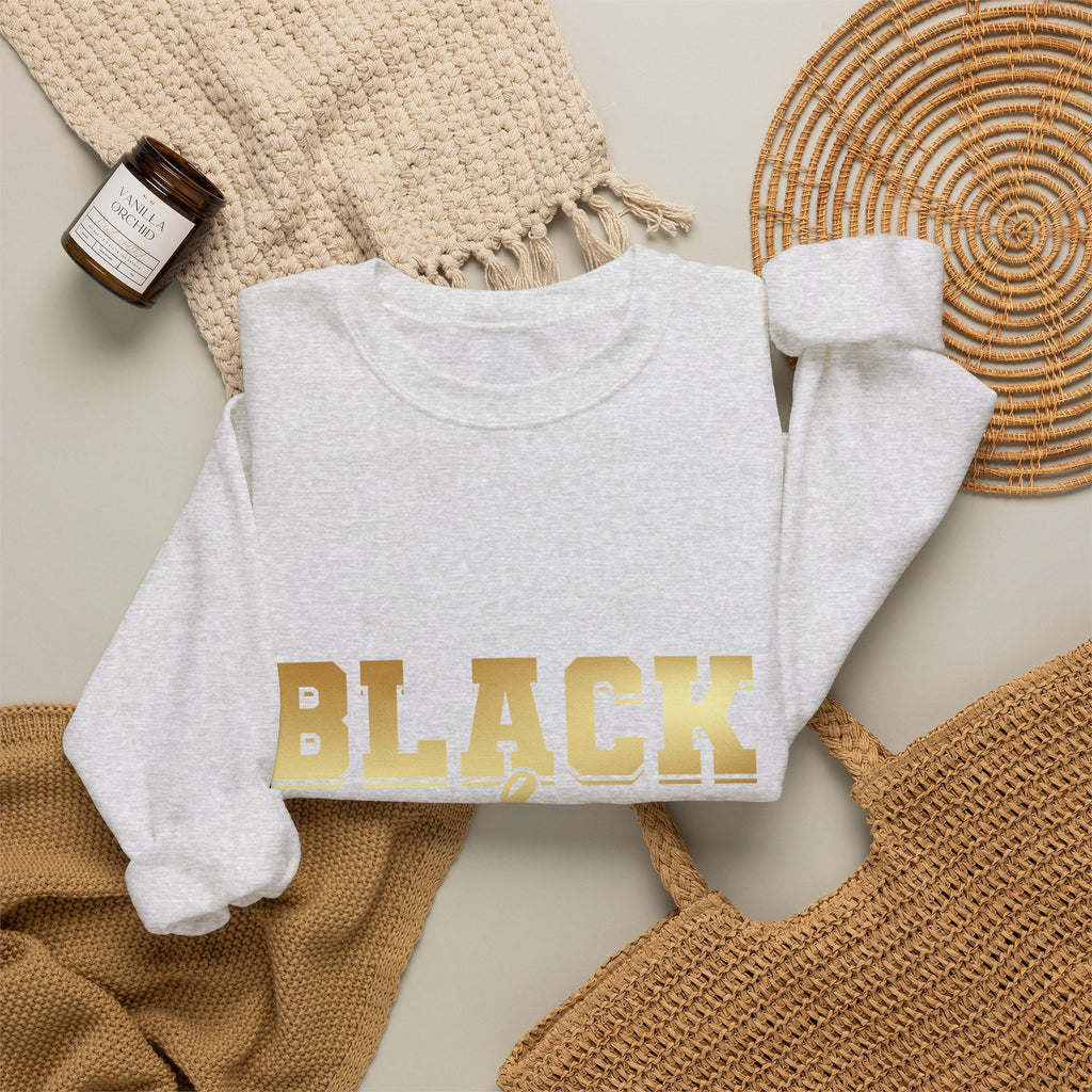 Black & Proud Crewneck Sweatshirt | Gold Lettering