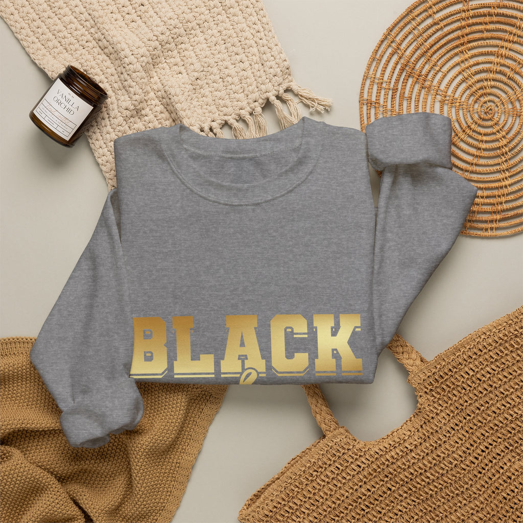 Black & Proud Crewneck Sweatshirt | Gold Lettering