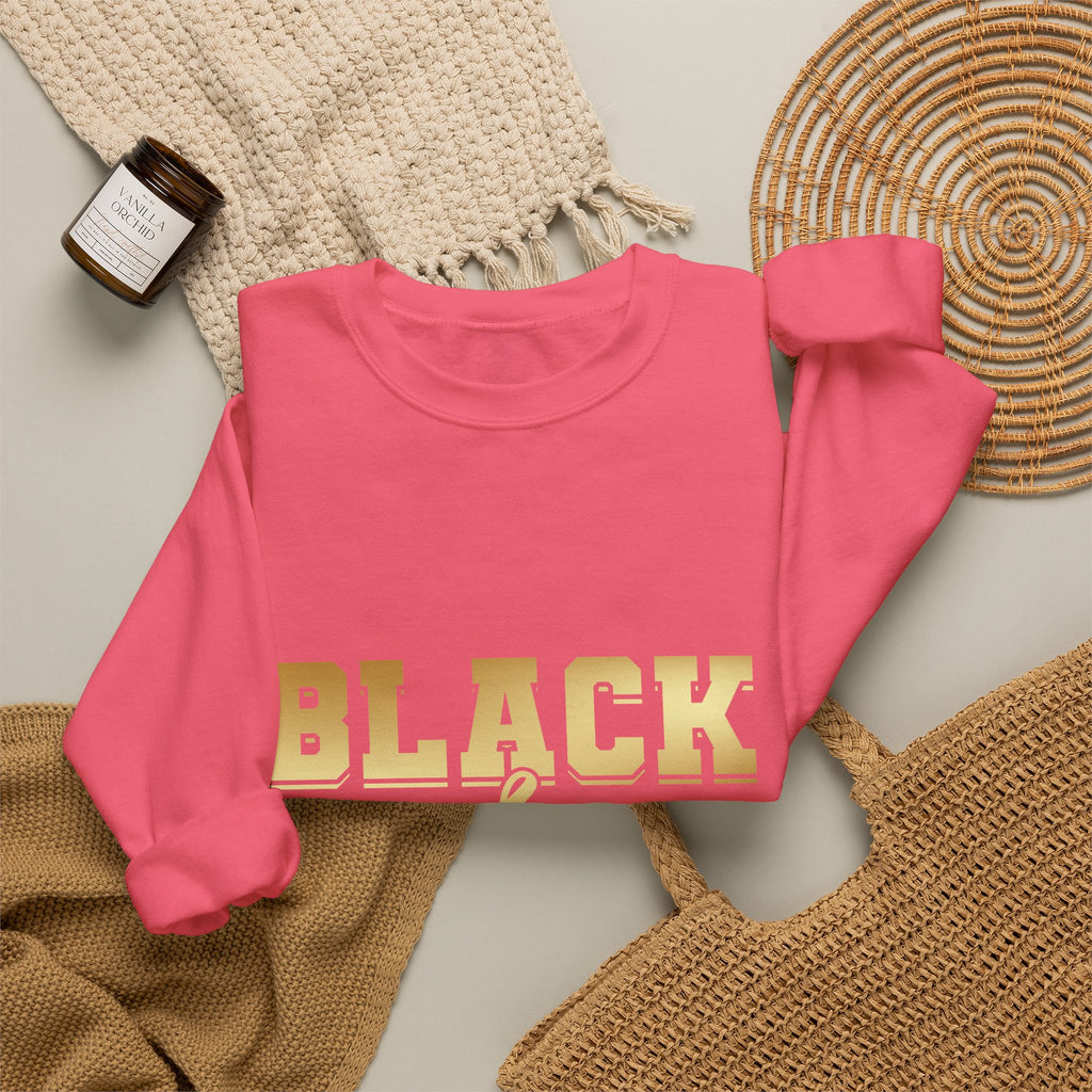 Black & Proud Crewneck Sweatshirt | Gold Lettering
